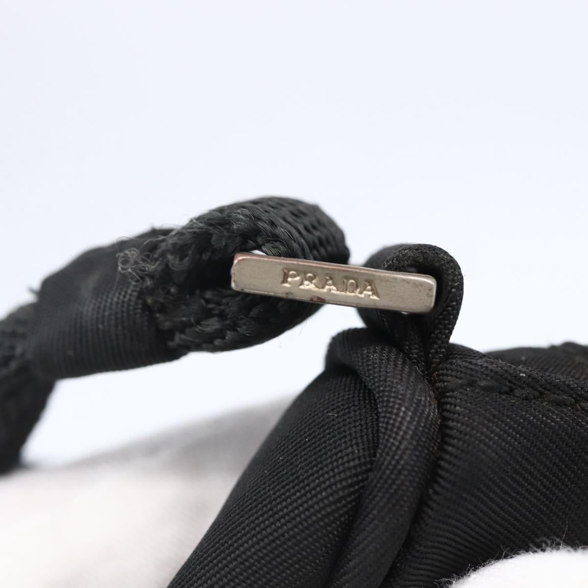 PRADA Accessory Pouch Nylon Black Silver Auth SW1714
