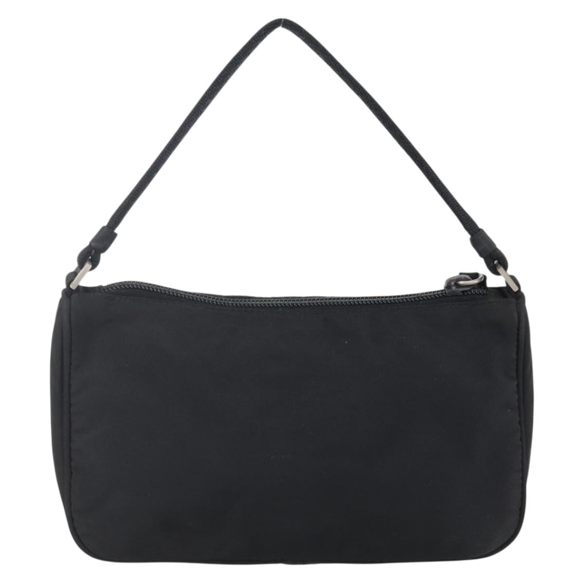 PRADA Accessory Pouch Nylon Black Silver Auth SW1714