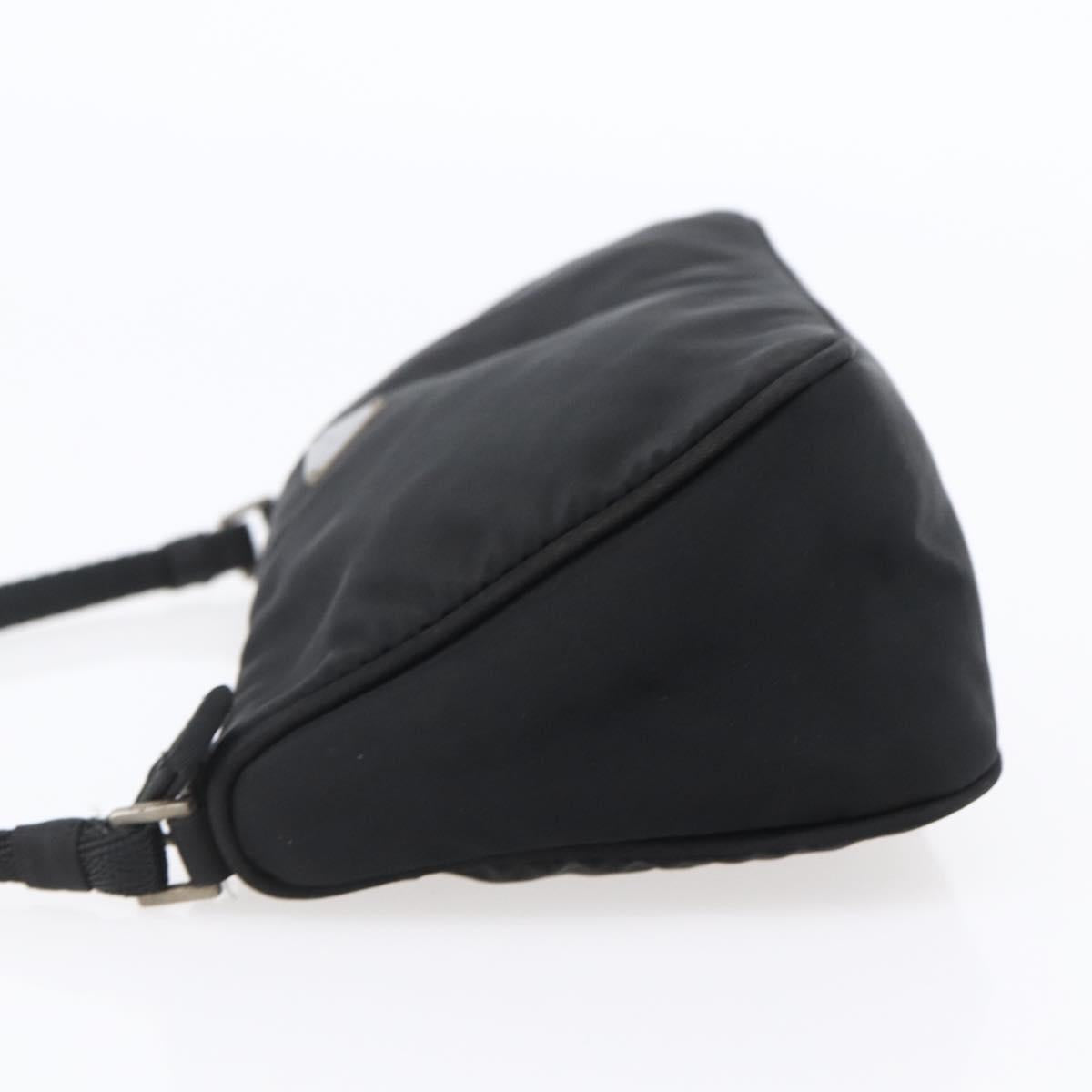 PRADA Accessory Pouch Nylon Black Silver Auth SW1714