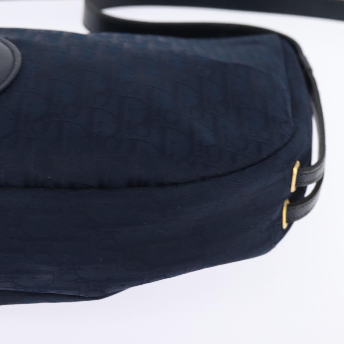 Christian Dior Trotter Canvas Shoulder Bag Navy Auth SW1716