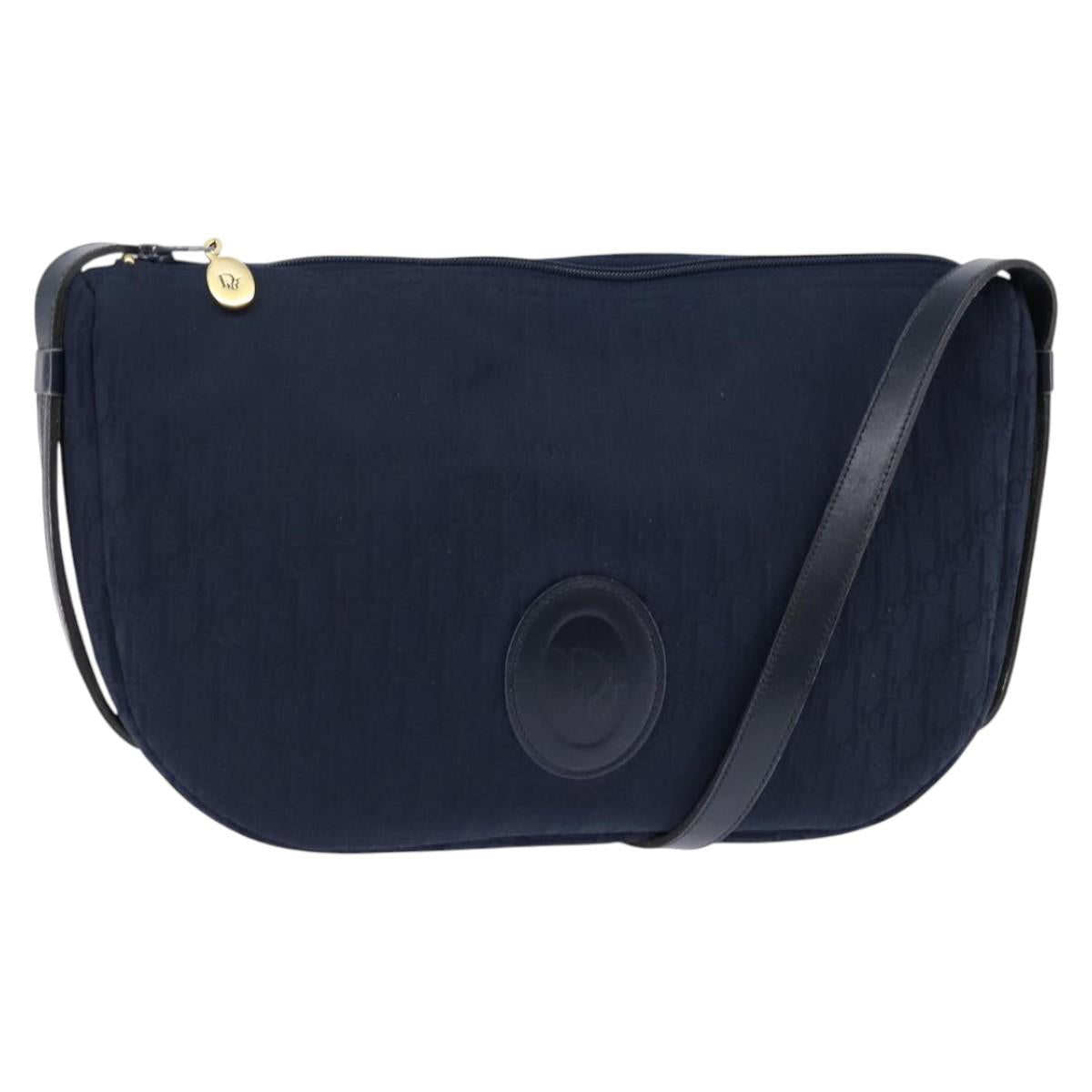 Christian Dior Trotter Canvas Shoulder Bag Navy Auth SW1716