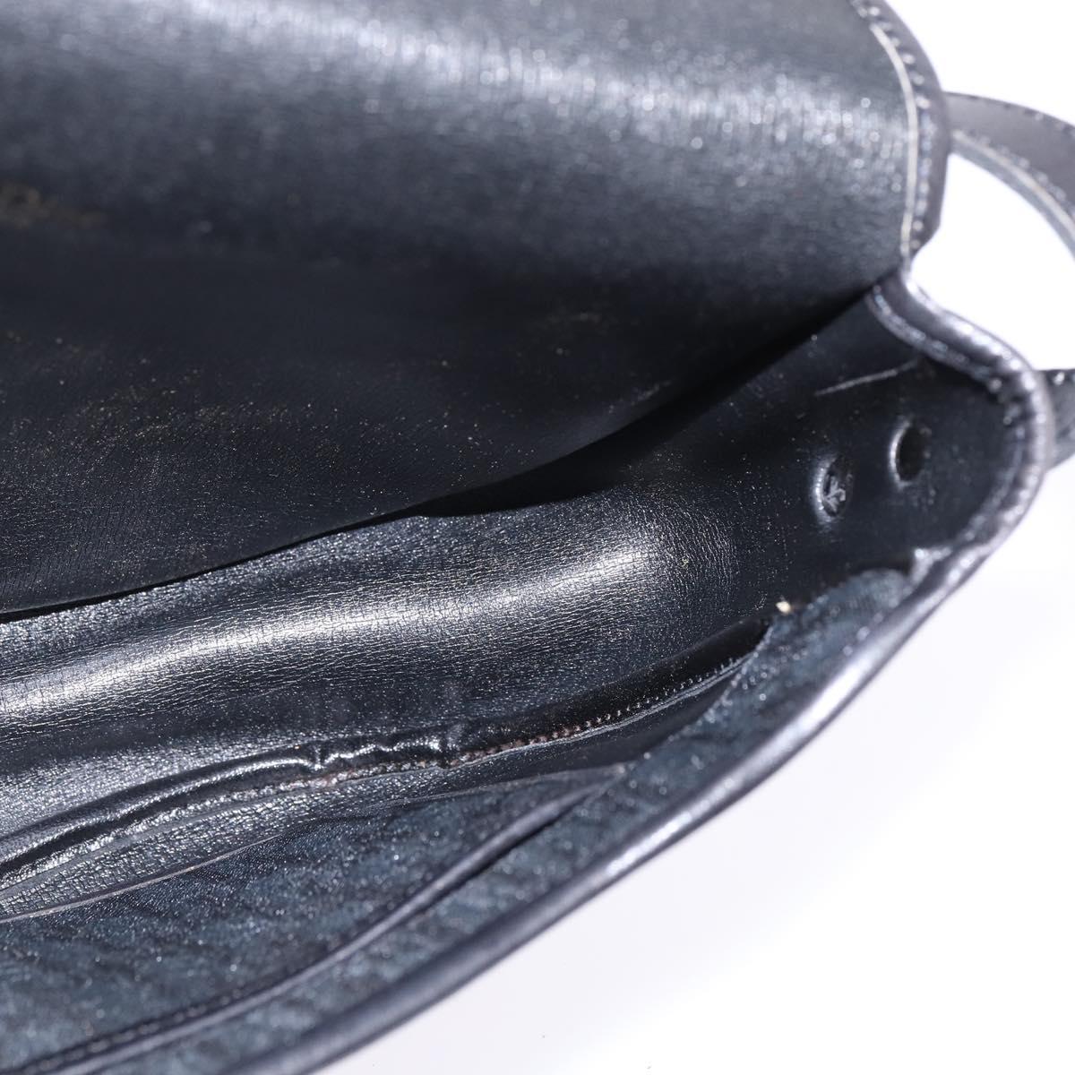 Christian Dior Trotter Canvas Shoulder Bag Black Gold Auth SW1717