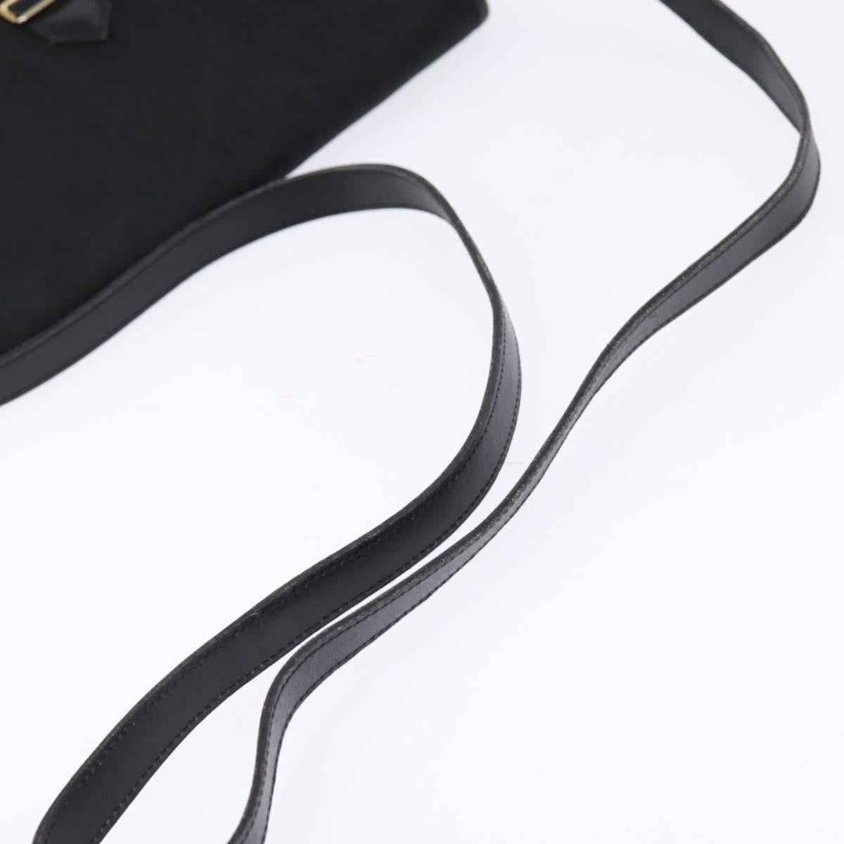 Christian Dior Trotter Canvas Shoulder Bag Black Gold Auth SW1717