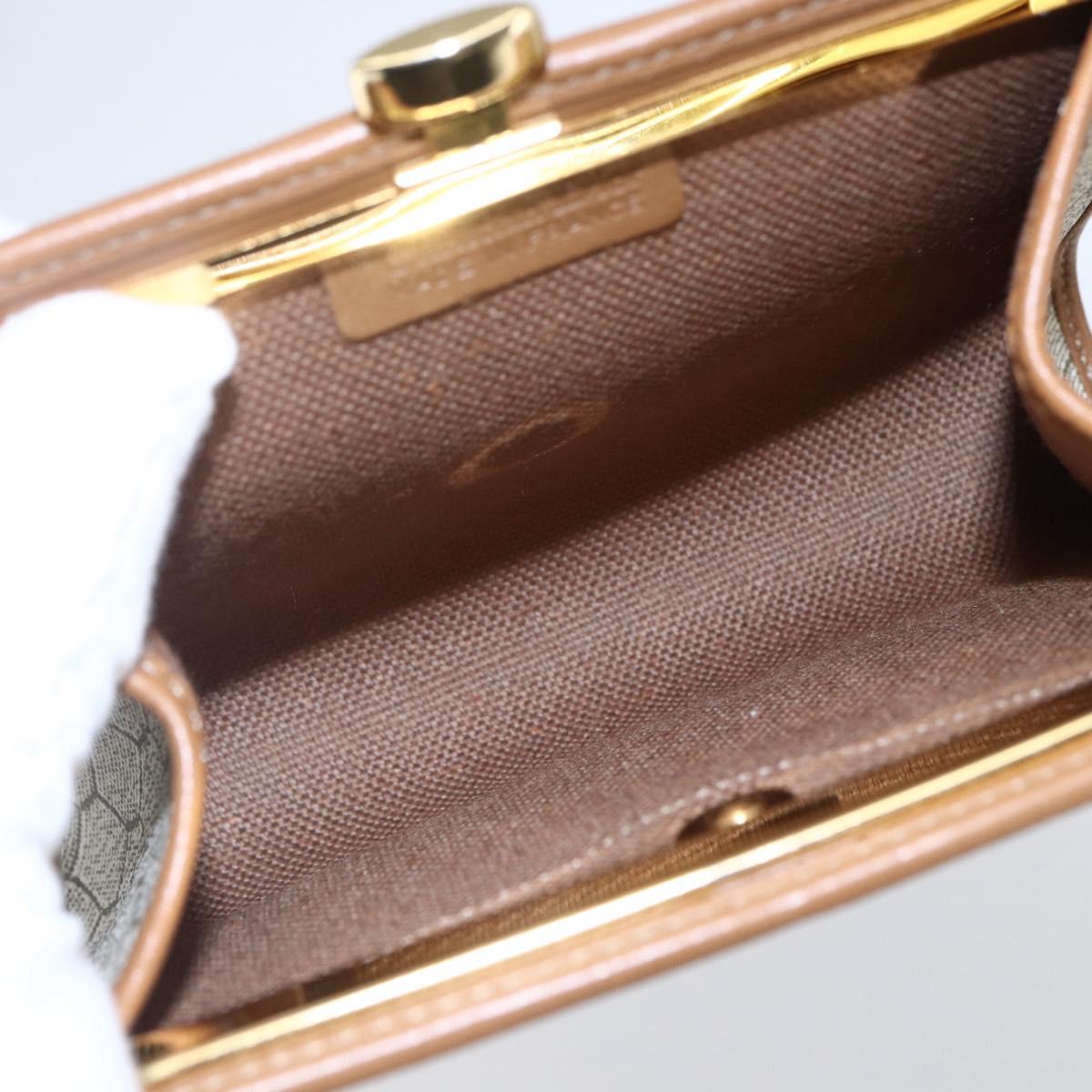 Christian Dior Honeycomb Canvas Pouch PVC Beige Gold Auth SW1719