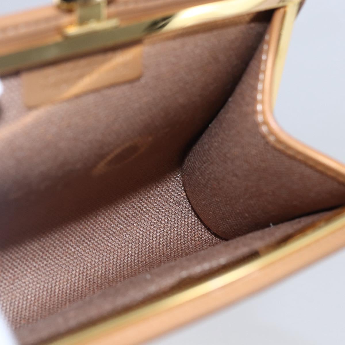 Christian Dior Honeycomb Canvas Pouch PVC Beige Gold Auth SW1719