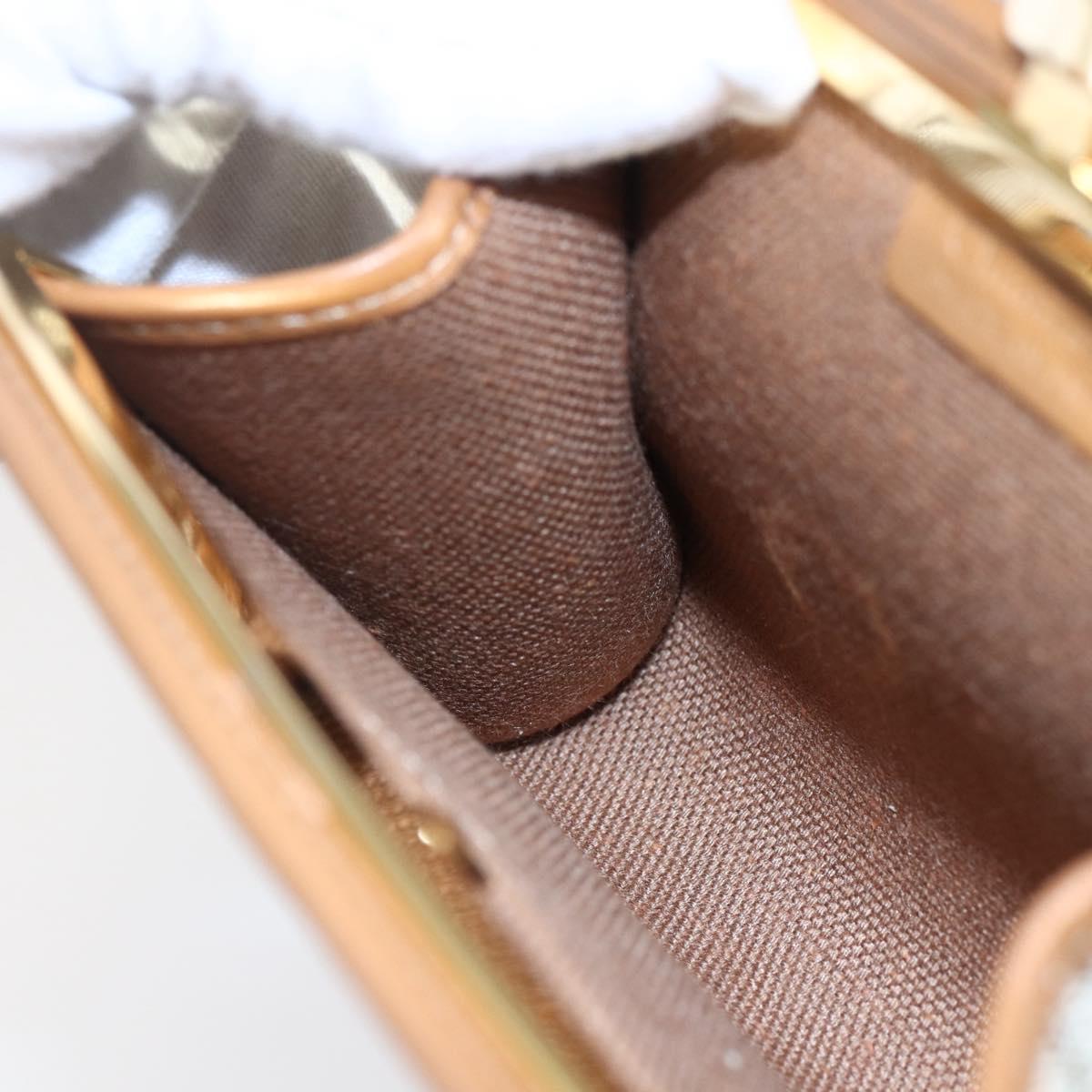 Christian Dior Honeycomb Canvas Pouch PVC Beige Gold Auth SW1719