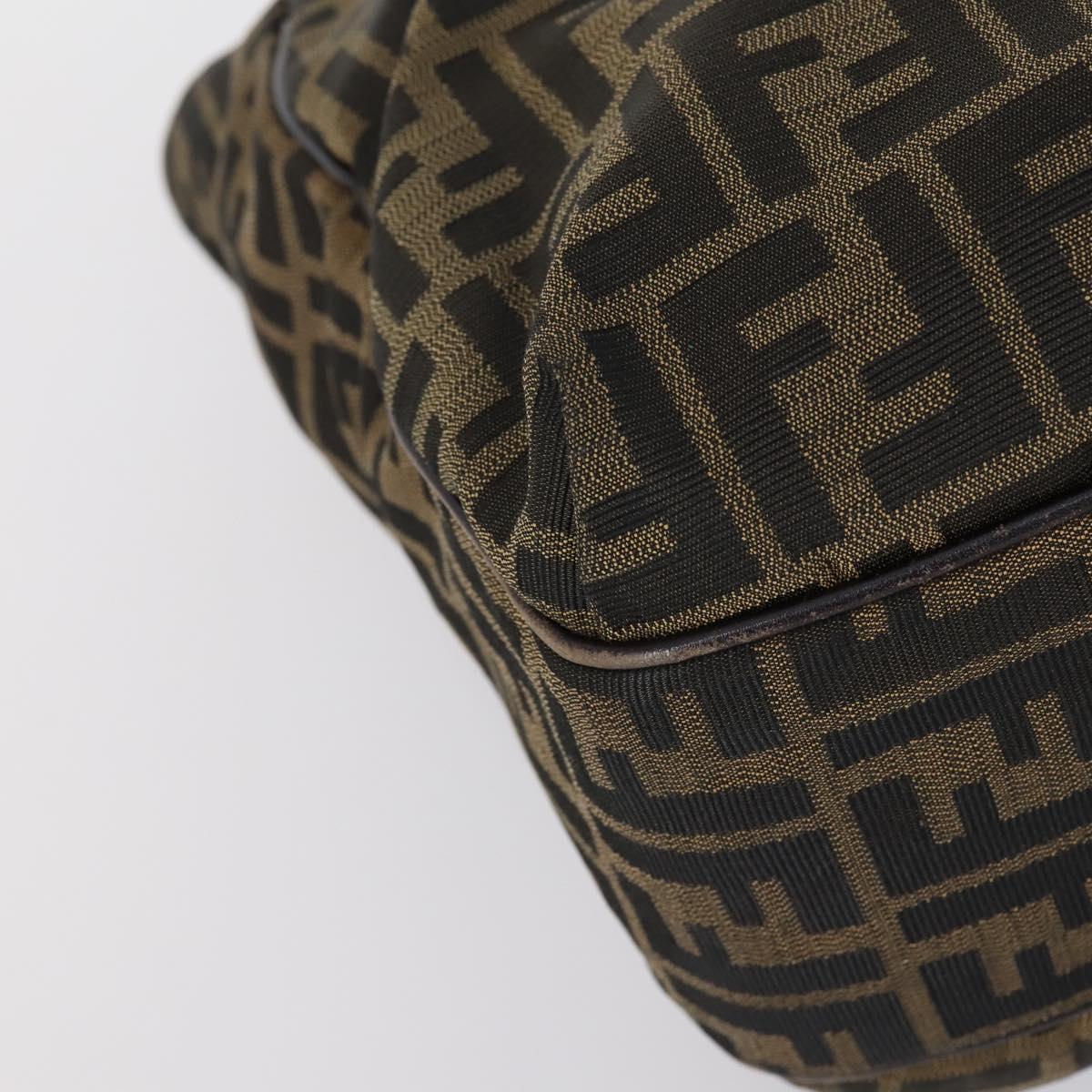 FENDI Zucca Canvas Tote Bag PVC Black Brown gold Auth SW1722