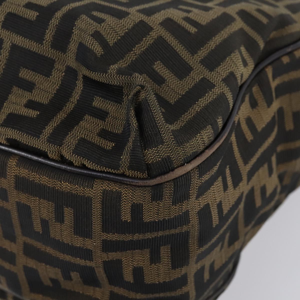FENDI Zucca Canvas Tote Bag PVC Black Brown gold Auth SW1722