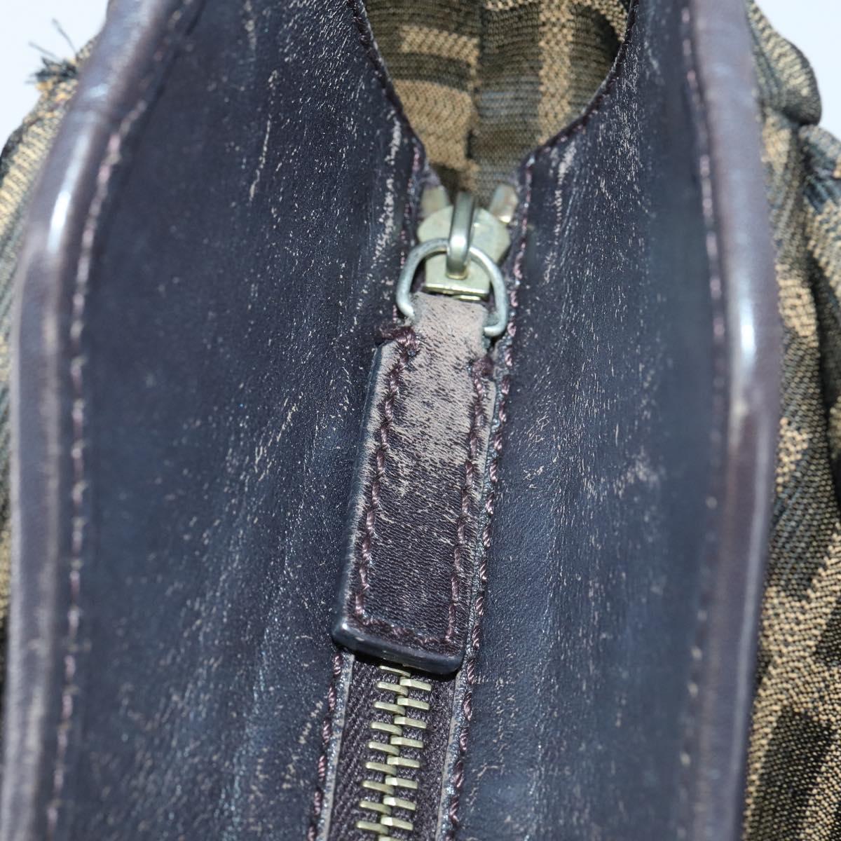 FENDI Zucca Canvas Tote Bag PVC Black Brown gold Auth SW1722