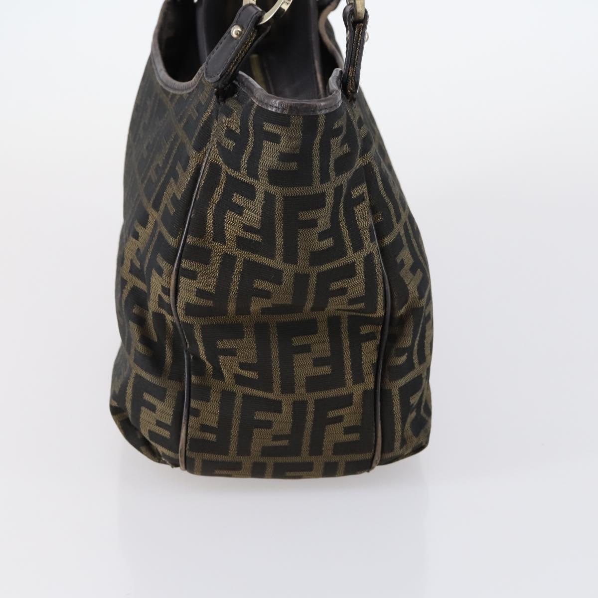 FENDI Zucca Canvas Tote Bag PVC Black Brown gold Auth SW1722