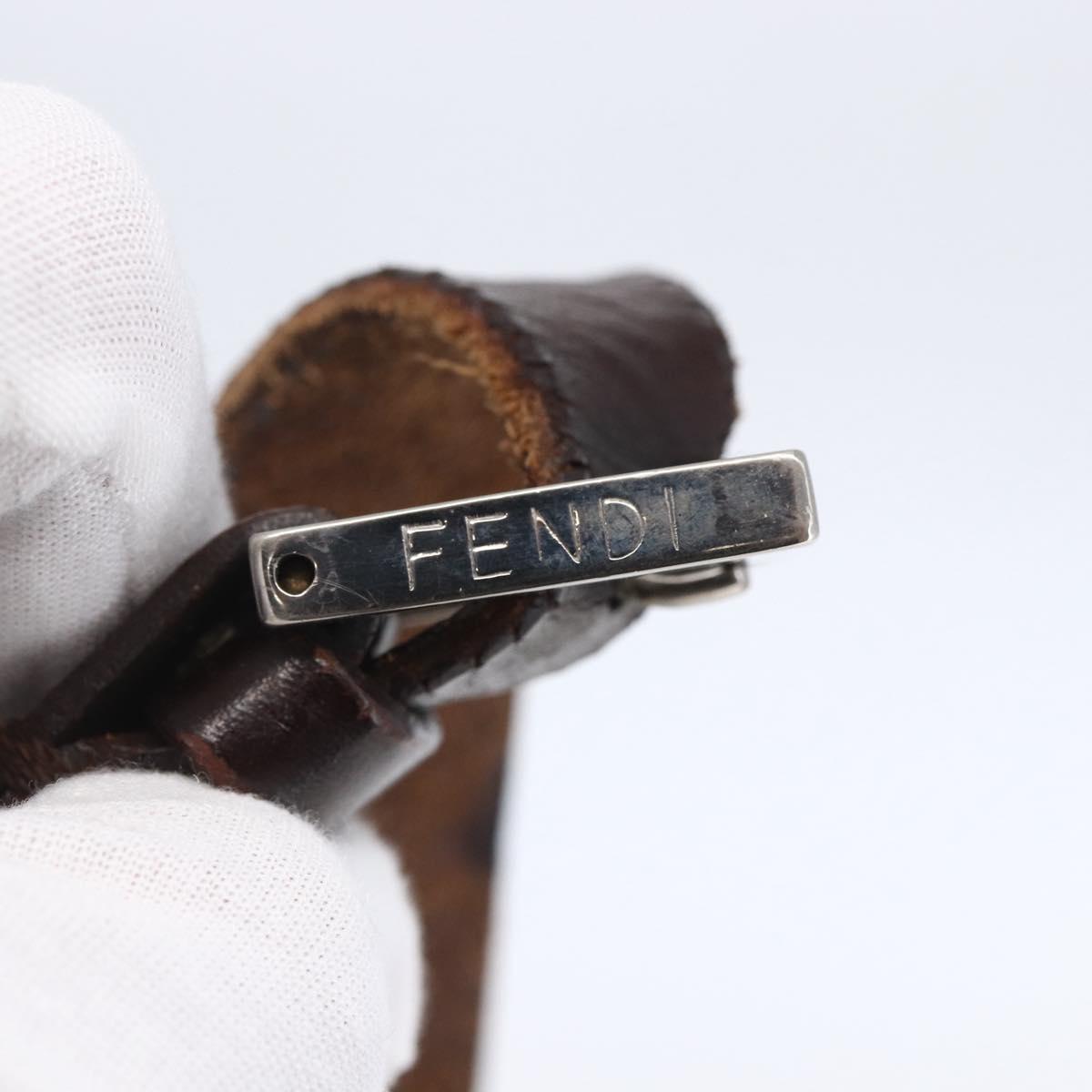 FENDI Zucca Canvas Mamma Baguette Shoulder Bag Black Brown Silver Auth SW1723