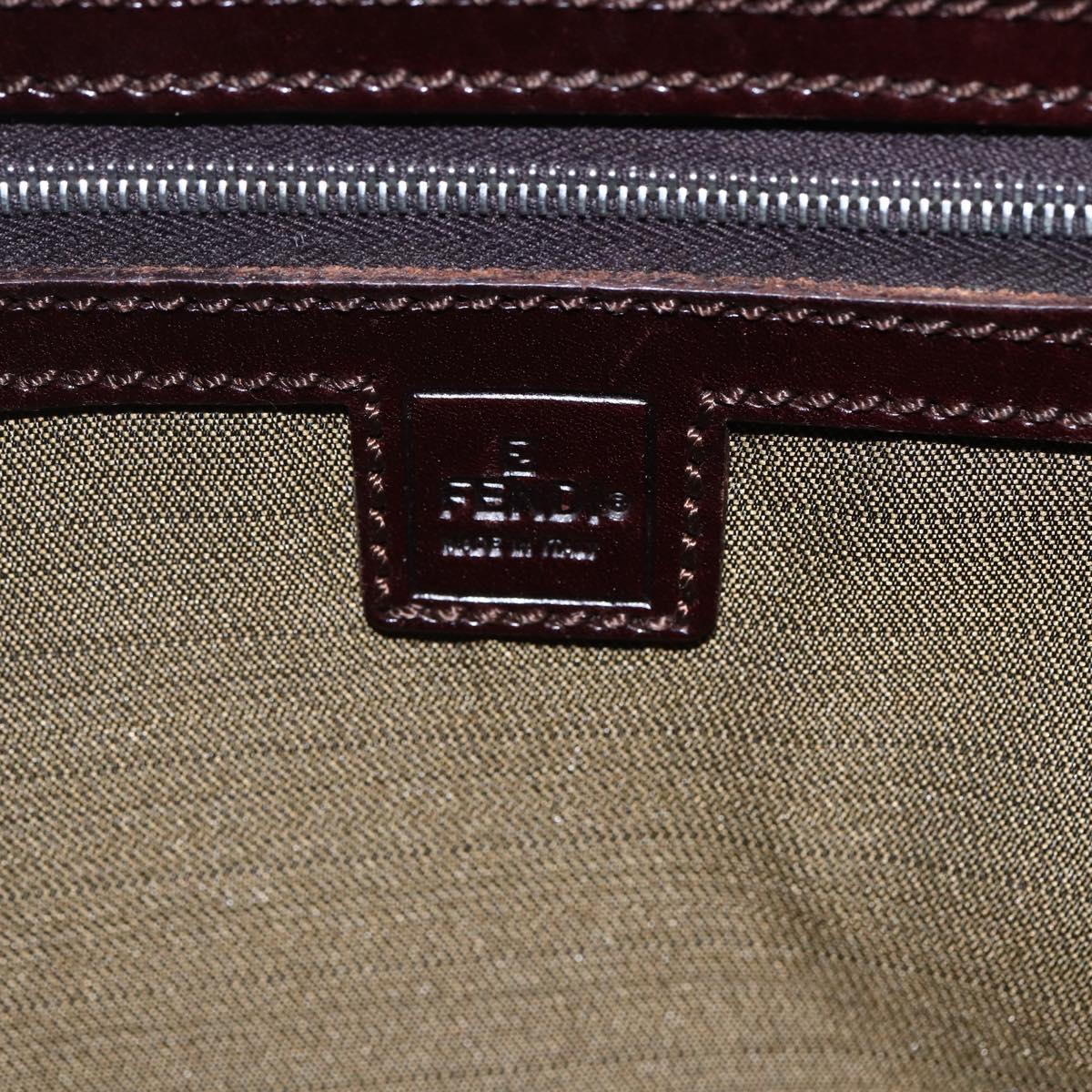 FENDI Zucca Canvas Mamma Baguette Shoulder Bag Black Brown Silver Auth SW1723