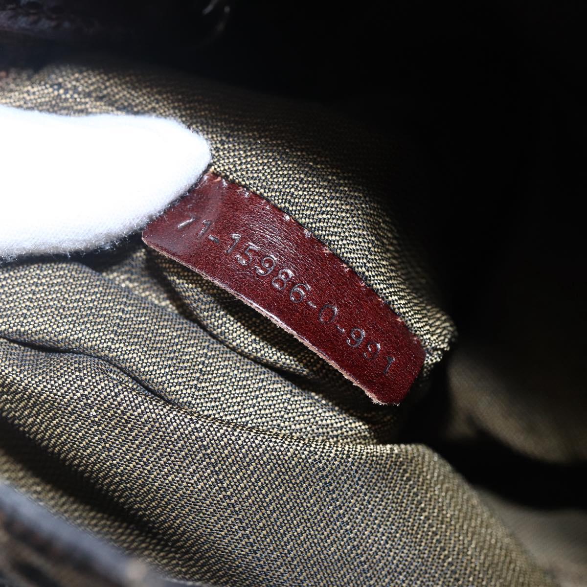 FENDI Zucca Canvas Mamma Baguette Shoulder Bag Black Brown Silver Auth SW1723