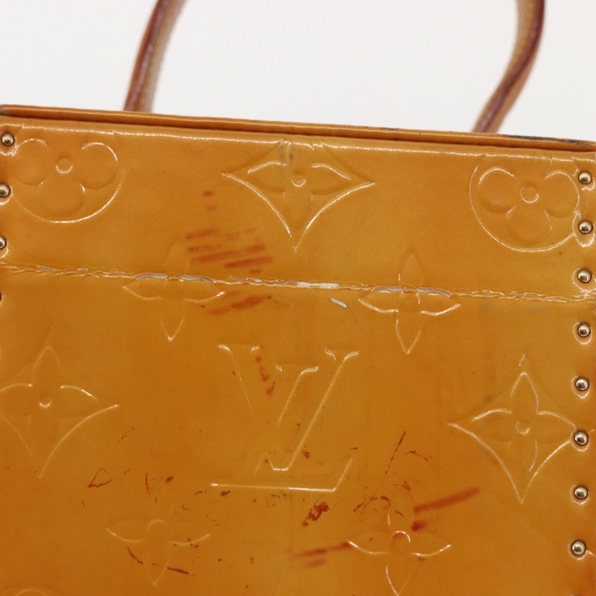 LOUIS VUITTON Monogram Vernis Bleecker Cosmetic Pouch Beige M91002 Auth SW1727