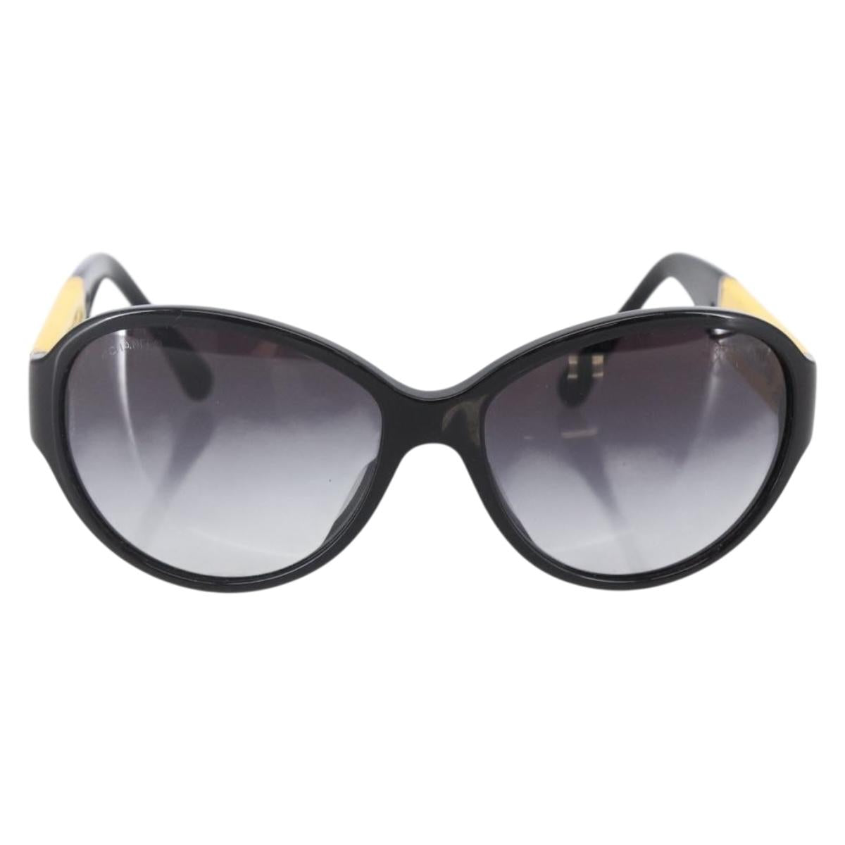 CHANEL COCO Mark Sunglasses plastic Black Yellow 5229 CC Auth SW1742