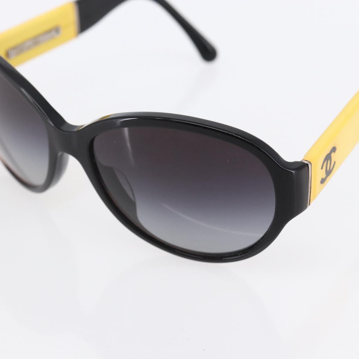 CHANEL COCO Mark Sunglasses plastic Black Yellow 5229 CC Auth SW1742