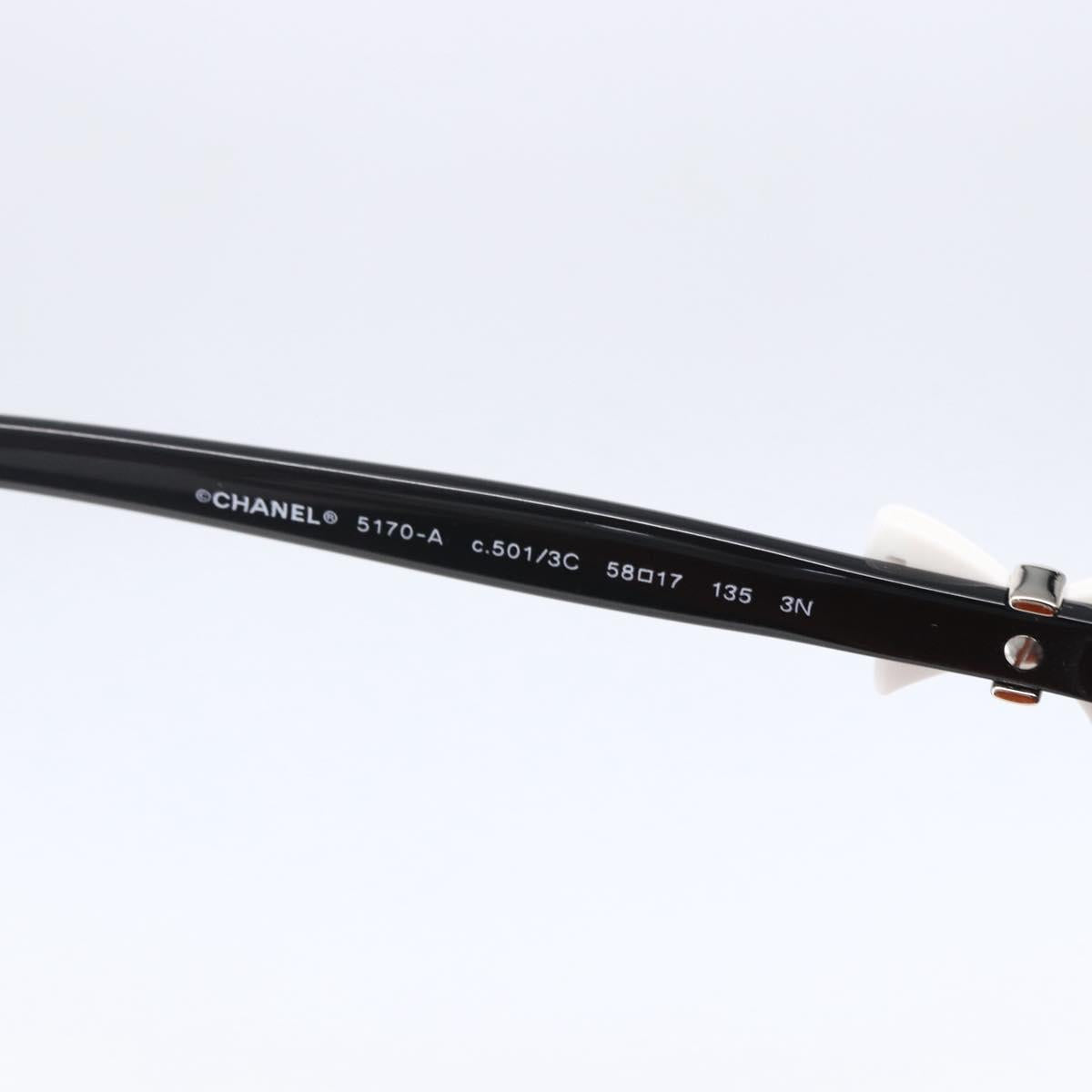 CHANEL COCO Mark Ribbon Sunglasses plastic Black 5170-A CC Auth SW1743V