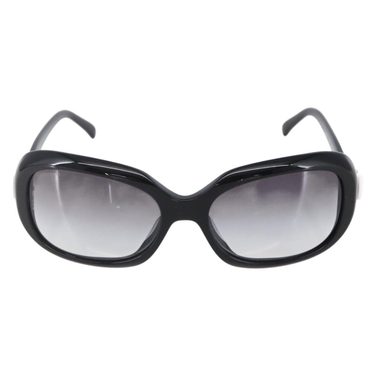 CHANEL COCO Mark Ribbon Sunglasses plastic Black 5170-A CC Auth SW1743V