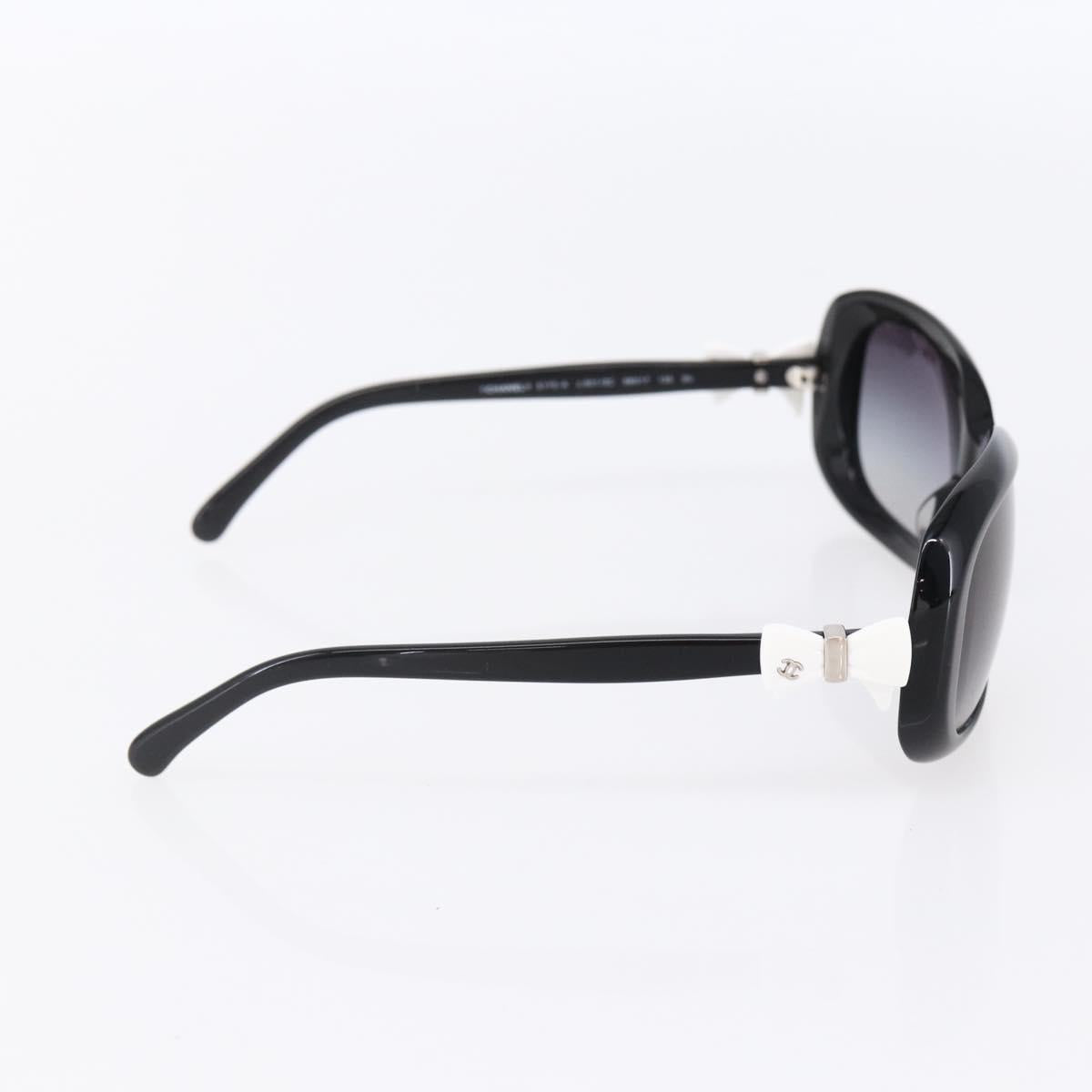 CHANEL COCO Mark Ribbon Sunglasses plastic Black 5170-A CC Auth SW1743V