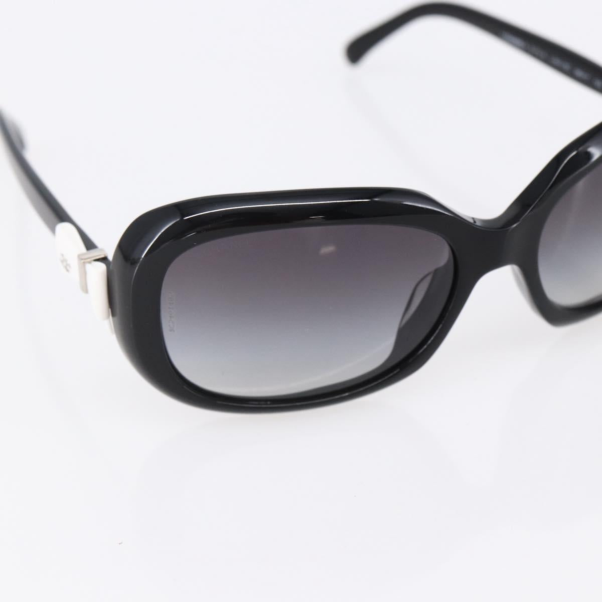 CHANEL COCO Mark Ribbon Sunglasses plastic Black 5170-A CC Auth SW1743V
