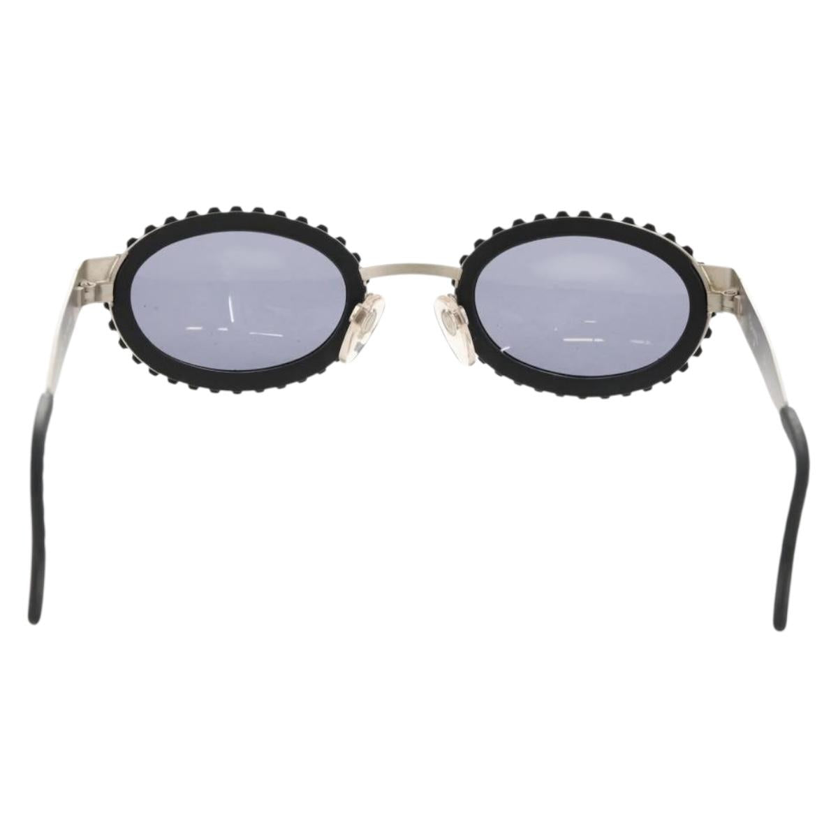 CHANEL 31 RUE CAMBON Sunglasses Metal Silver Black 10506 90405 CC Auth SW1746V