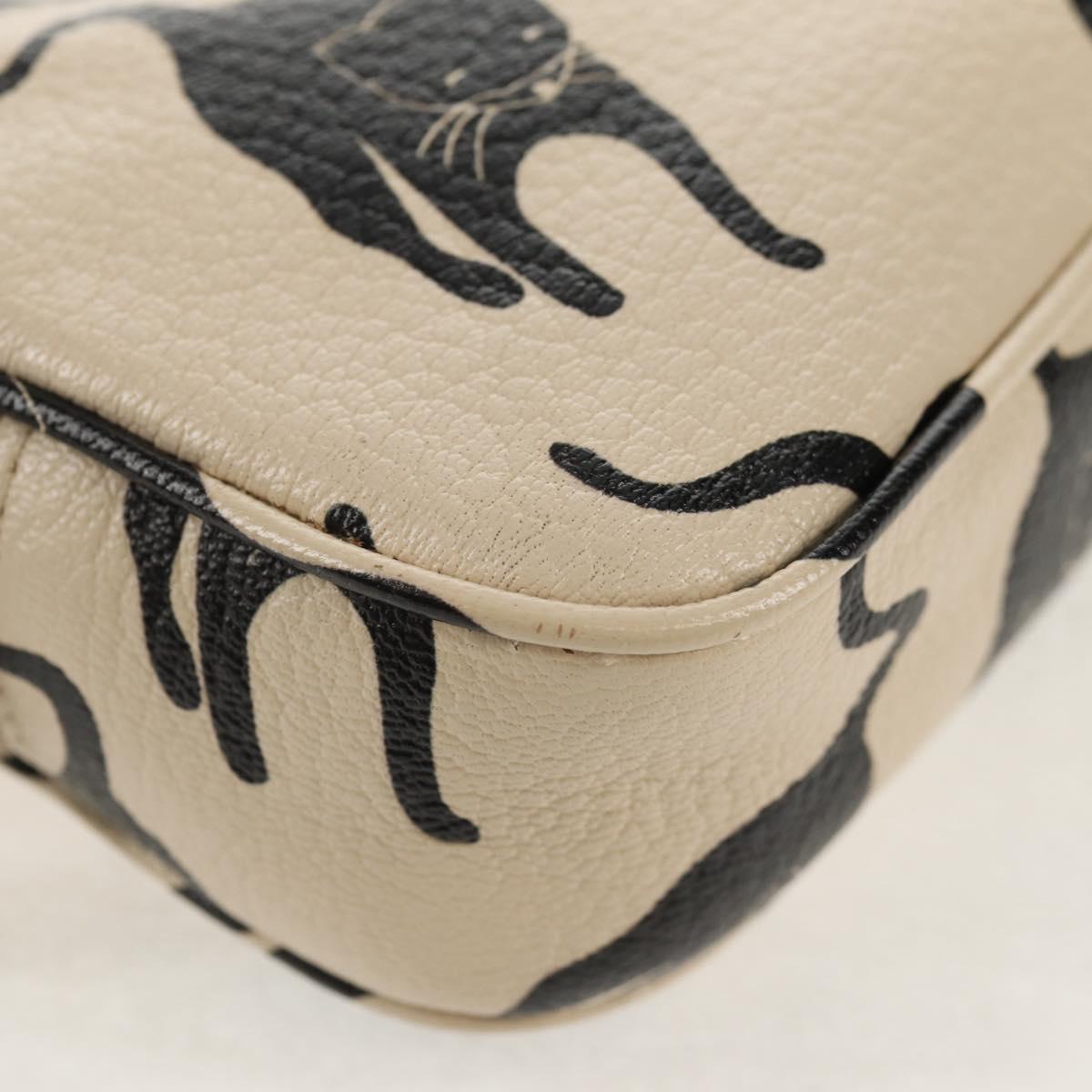 Miu Miu Shoulder Bag Leather Beige Silver Auth SW1747V