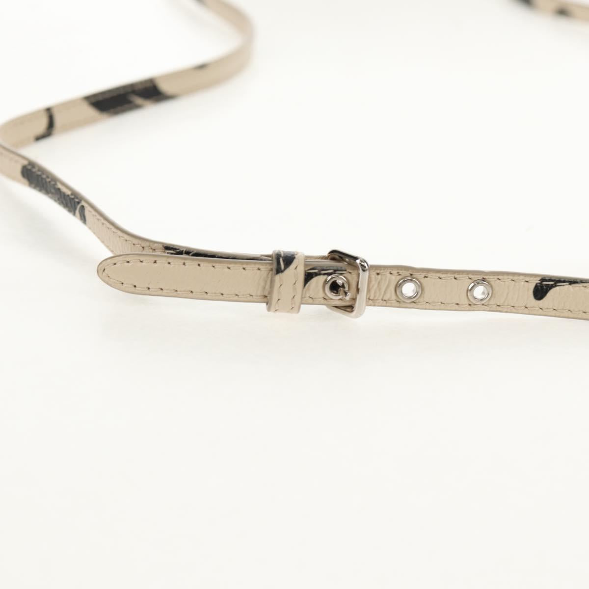 Miu Miu Shoulder Bag Leather Beige Silver Auth SW1747V