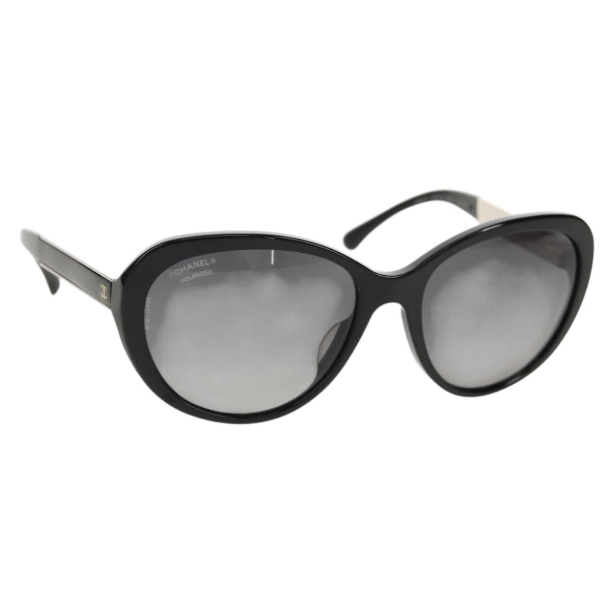 CHANEL Sunglasses plastic Black CC Auth SW1748M
