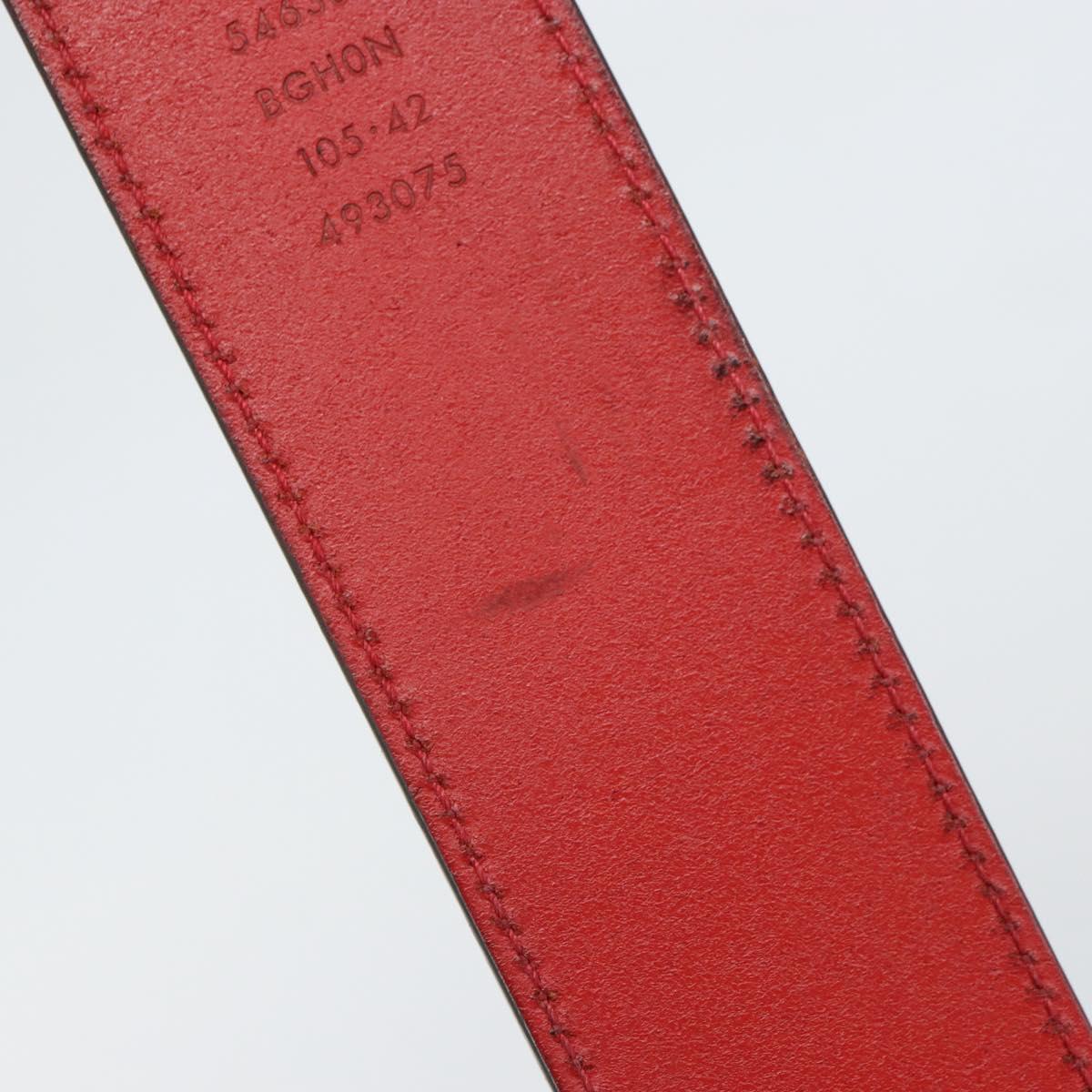 GUCCI Belt Leather 46.1"" Red 105 42 493075 Auth SW1756