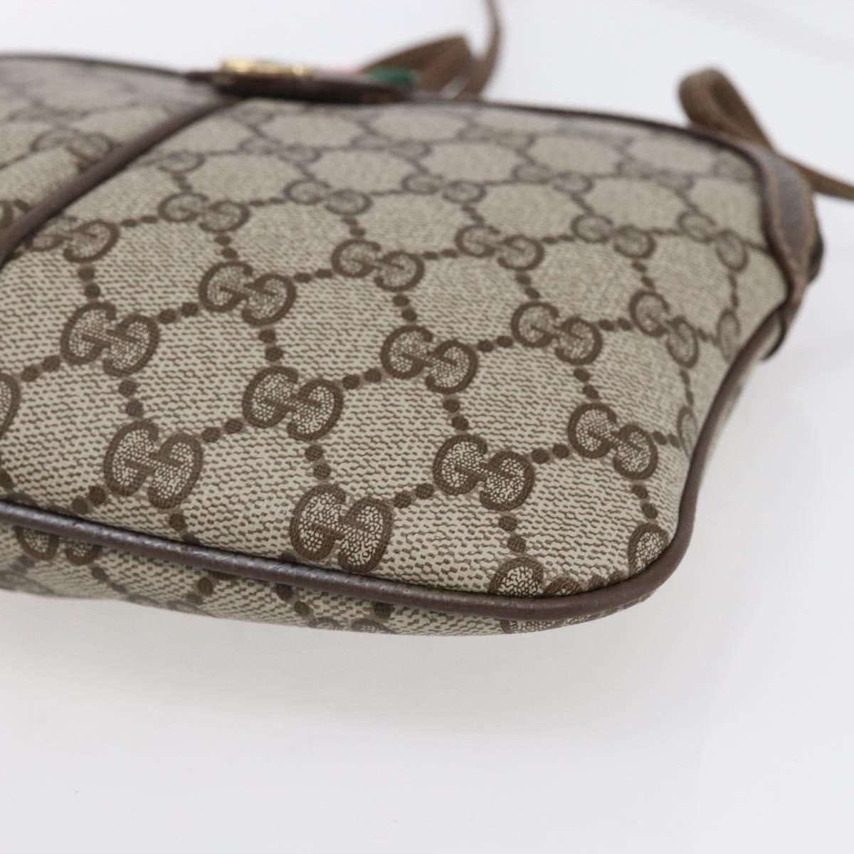 GUCCI GG Supreme Web Sherry Line Bag PVC Beige Gold 904 02 047 Auth SW1759