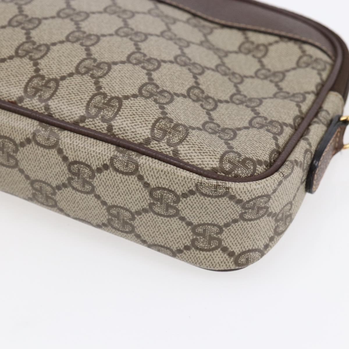 GUCCI GG Supreme Shoulder Bag PVC Leather Beige Gold 007 14 6428 Auth SW1761