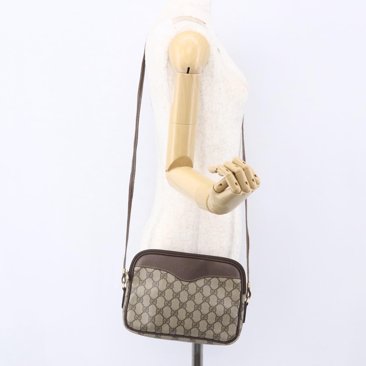 GUCCI GG Supreme Shoulder Bag PVC Leather Beige Gold 007 14 6428 Auth SW1761