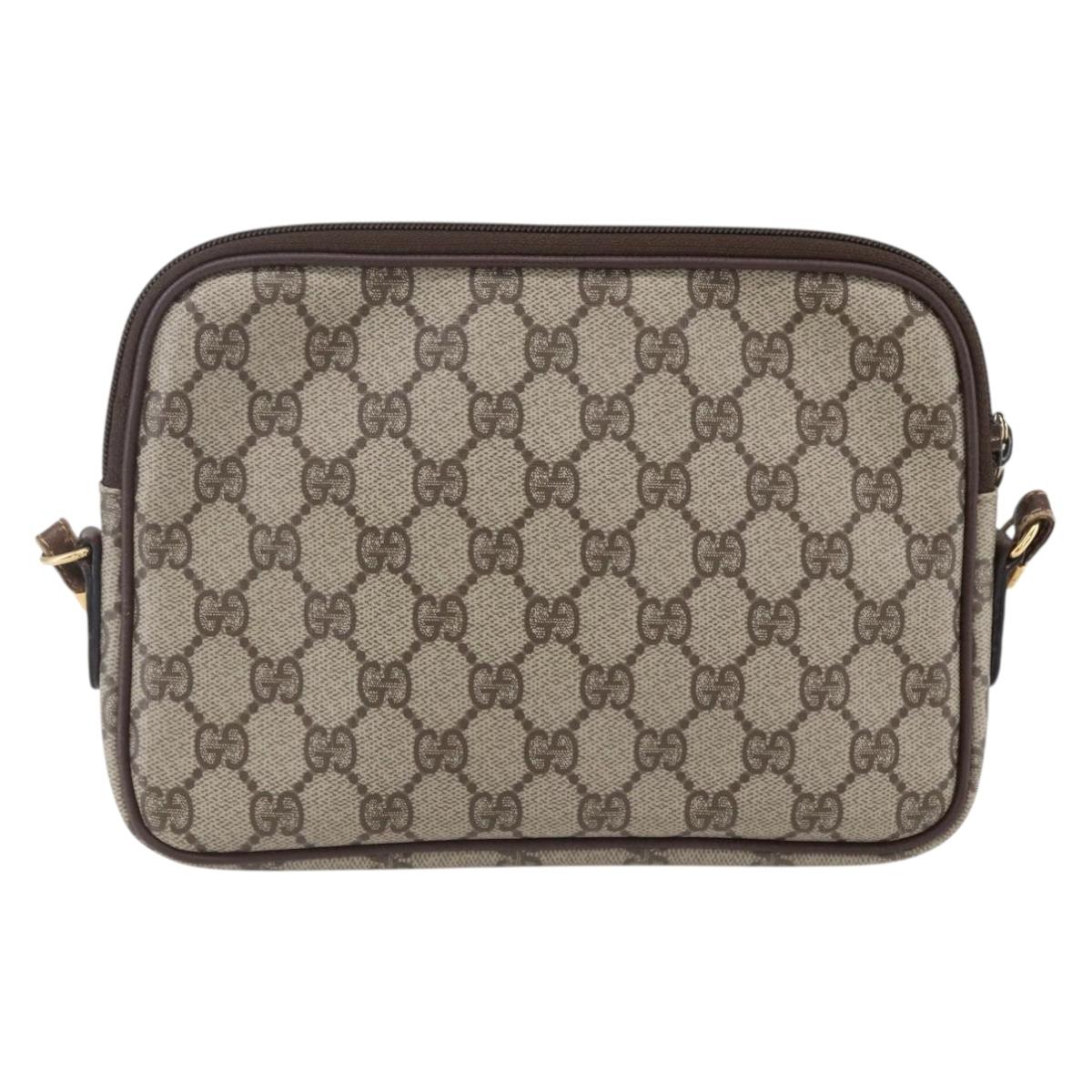 GUCCI GG Supreme Shoulder Bag PVC Leather Beige Gold 007 14 6428 Auth SW1761