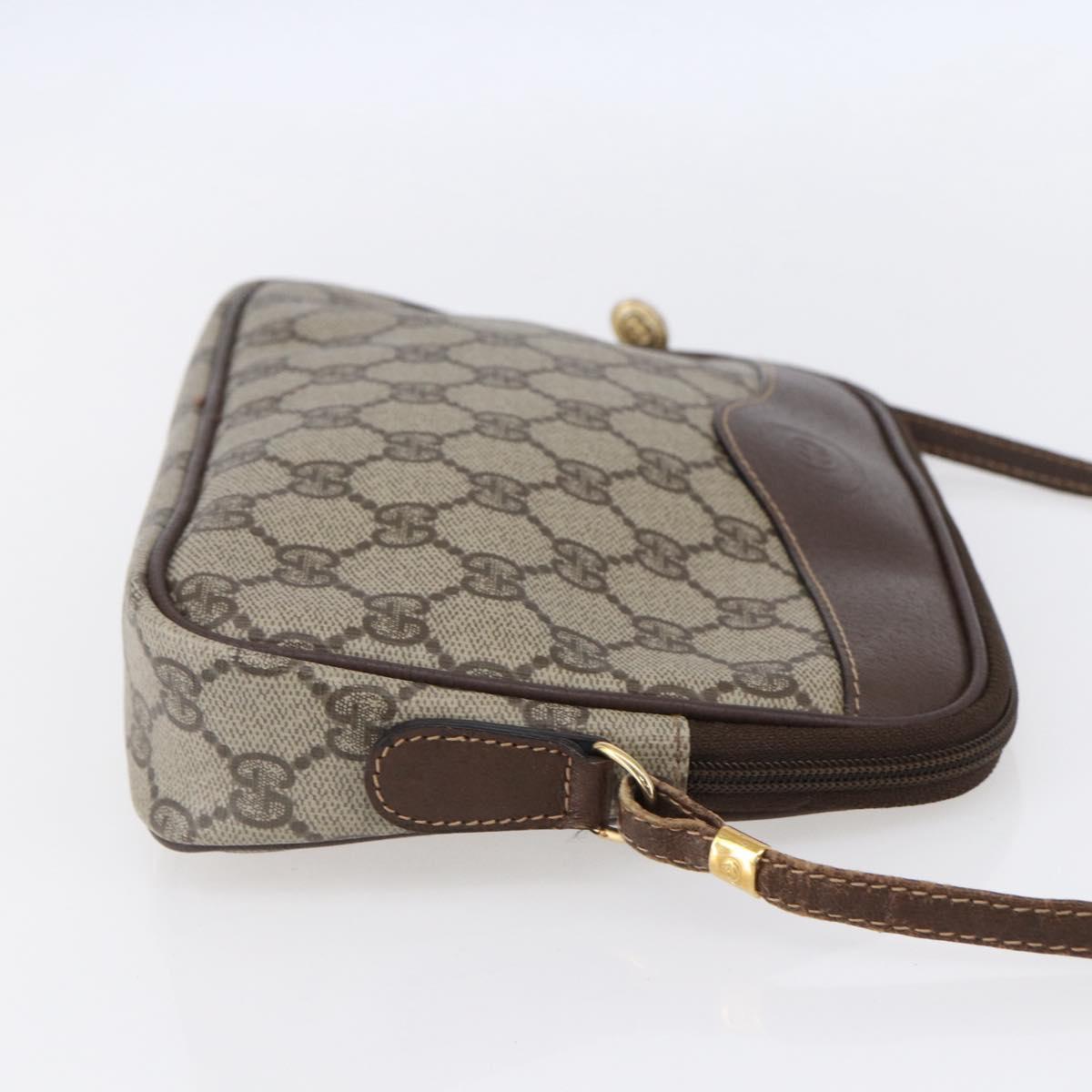 GUCCI GG Supreme Shoulder Bag PVC Leather Beige Gold 007 14 6428 Auth SW1761