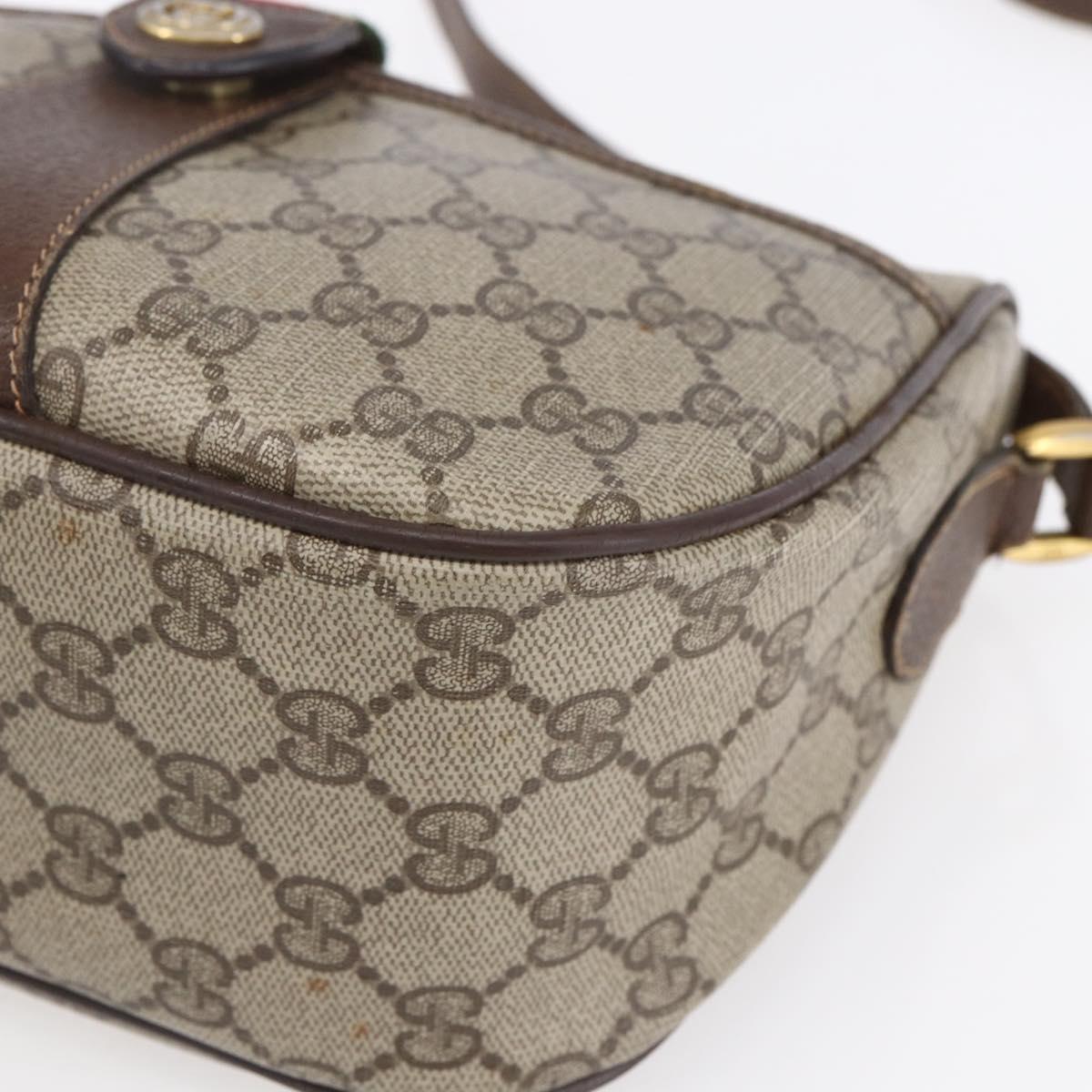 GUCCI GG Supreme Web Sherry Line Bag PVC Beige Gold Red 89 02 032 Auth SW1762