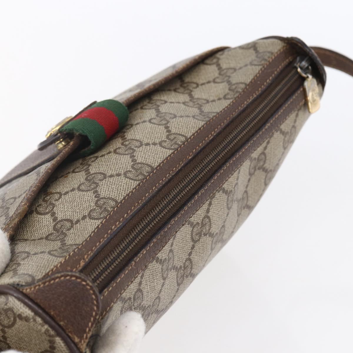 GUCCI GG Supreme Web Sherry Line Bag PVC Beige Gold Red 89 02 032 Auth SW1762