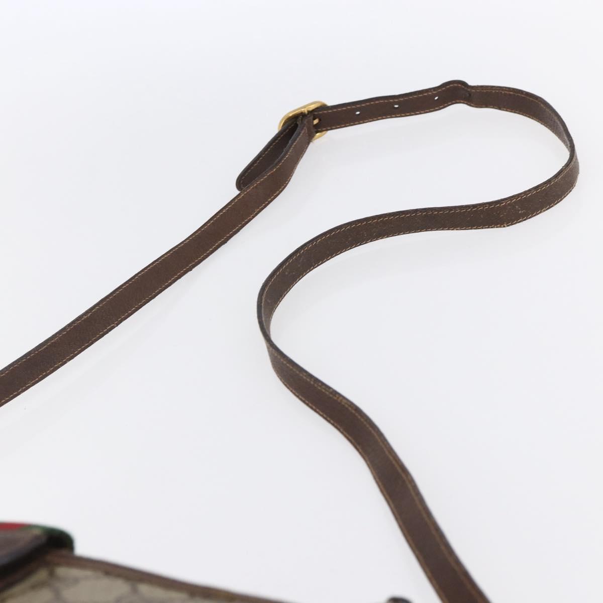 GUCCI GG Supreme Web Sherry Line Bag PVC Beige Gold Red 89 02 032 Auth SW1762