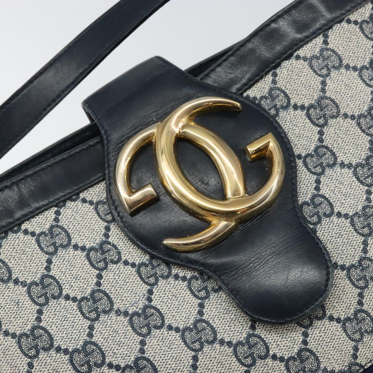 GUCCI GG Supreme Sherry Line Shoulder Bag Navy Gold Auth SW1763