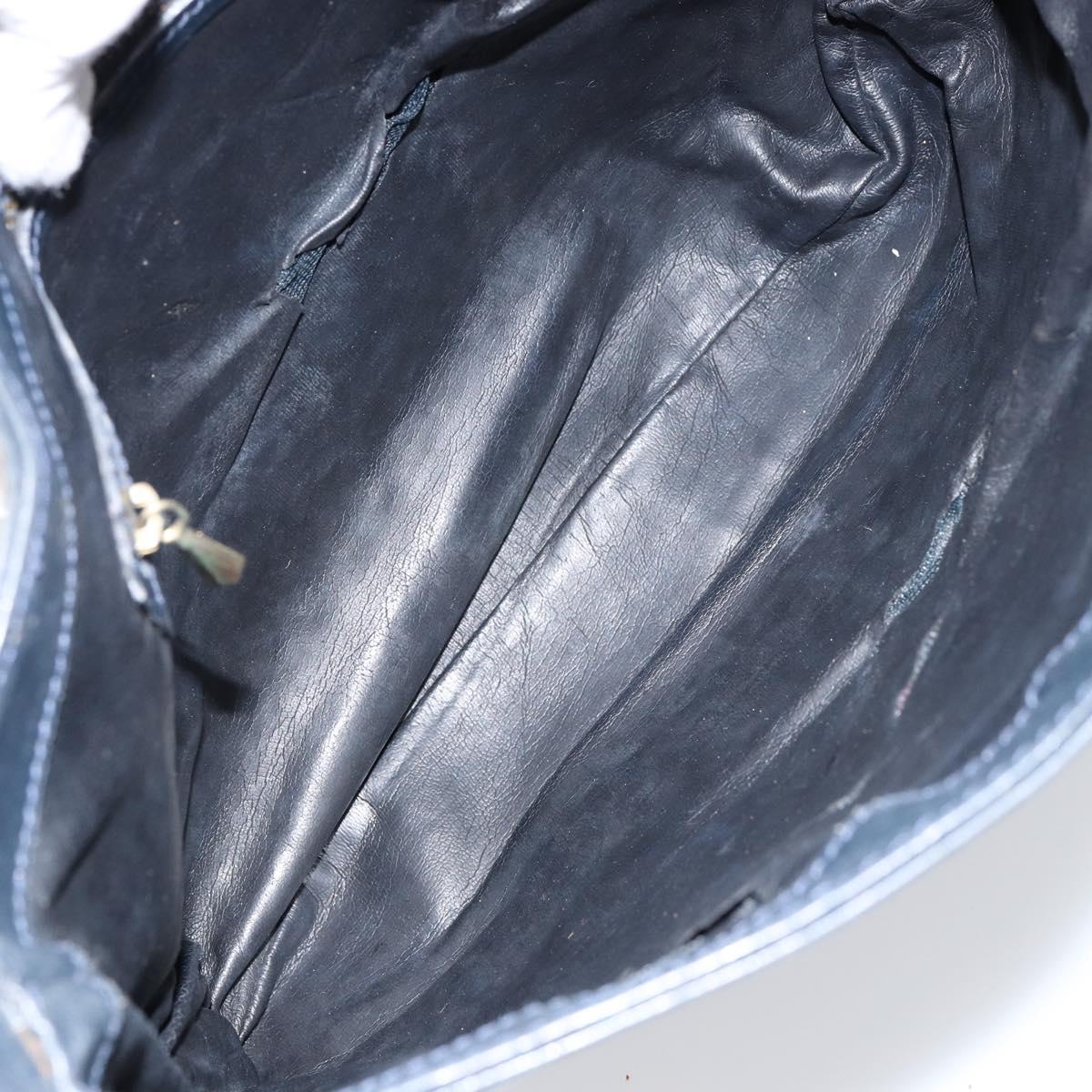 GUCCI GG Supreme Sherry Line Shoulder Bag Navy Gold Auth SW1763