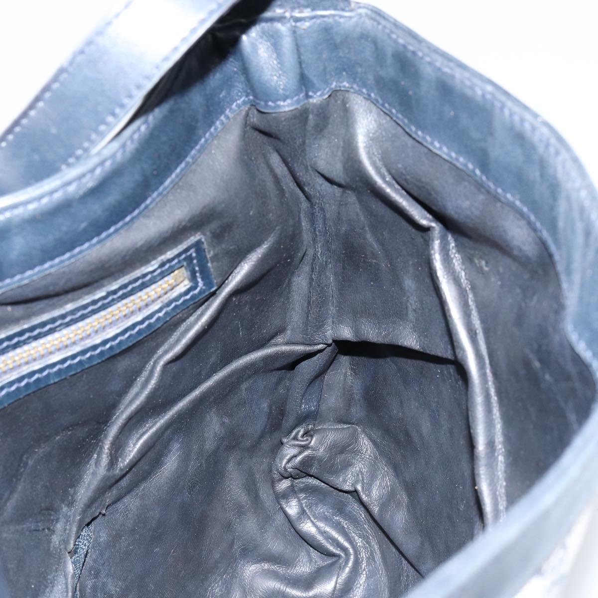 GUCCI GG Supreme Sherry Line Shoulder Bag Navy Gold Auth SW1763