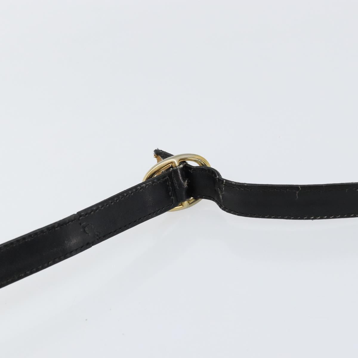 GUCCI Web Sherry Line Shoulder Bag Leather Black Gold Auth SW1764