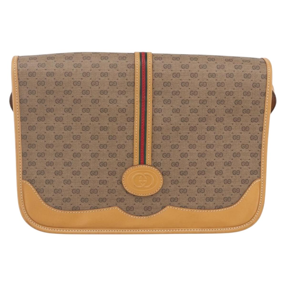 GUCCI Micro GG Supreme Shoulder Bag PVC Beige Gold 001 104 0551 Auth SW1765