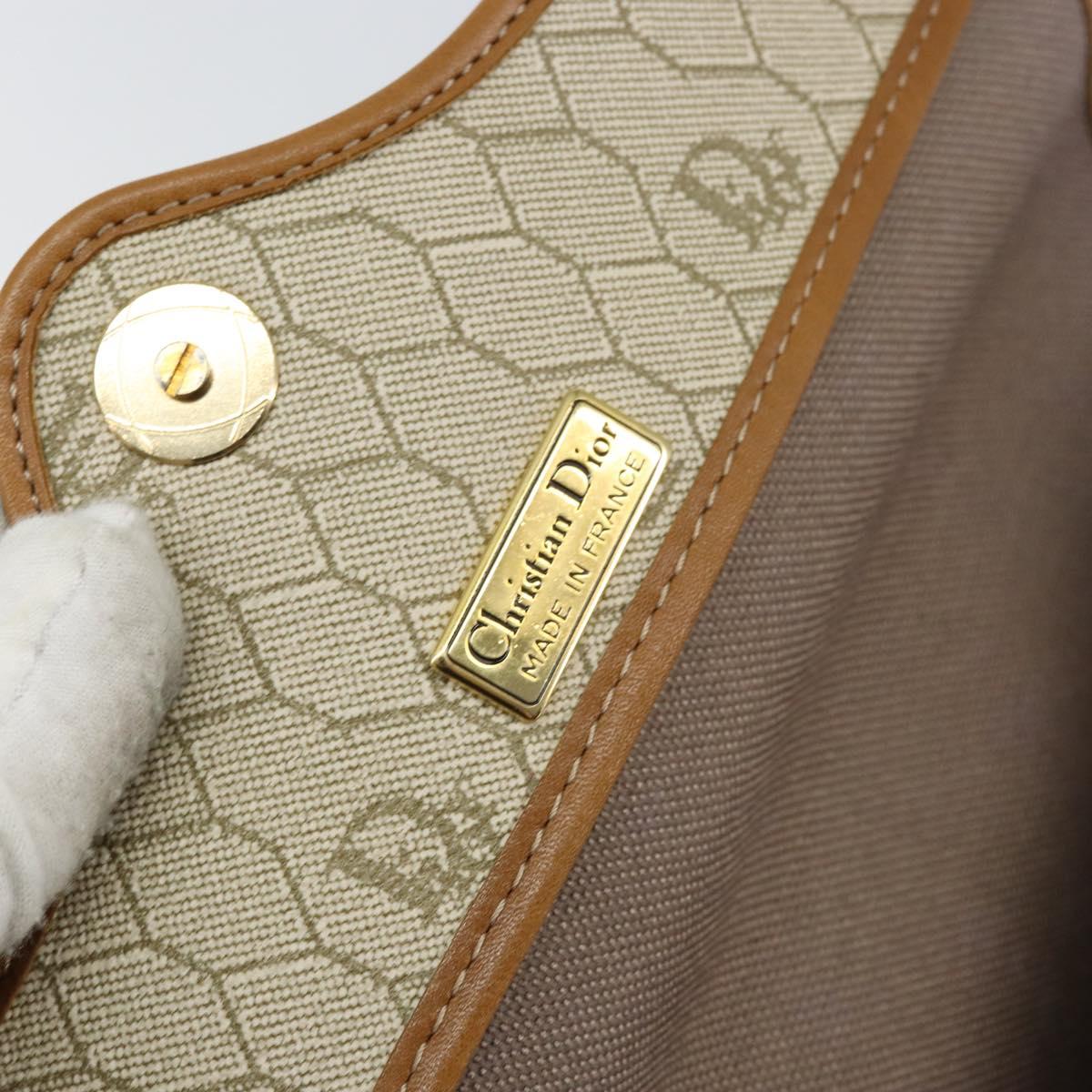 Christian Dior Honeycomb Canvas Shoulder Bag PVC Beige Gold Auth SW1766