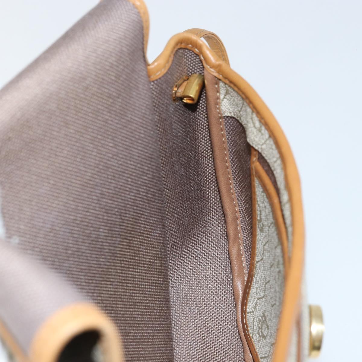 Christian Dior Honeycomb Canvas Shoulder Bag PVC Beige Gold Auth SW1766