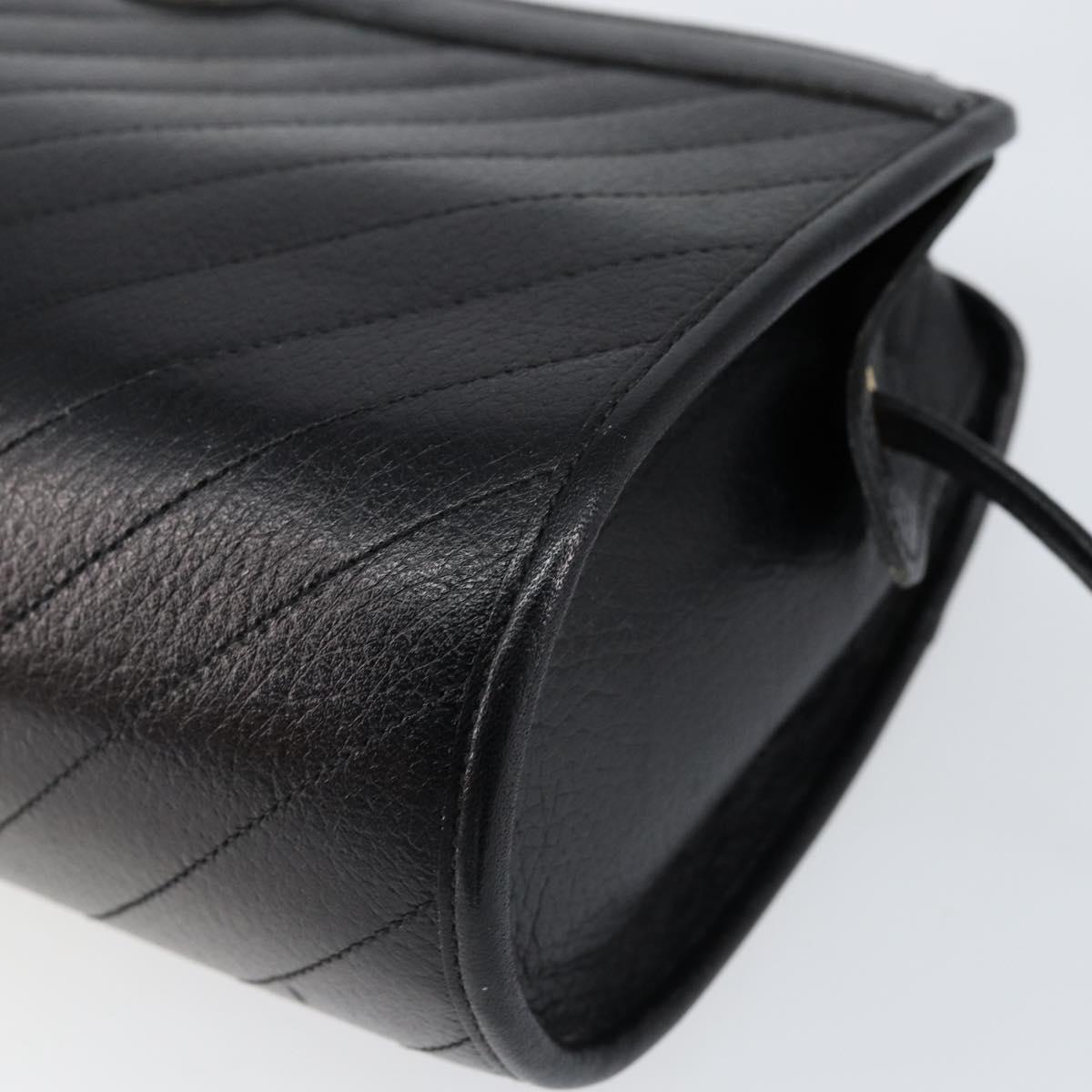 Christian Dior Shoulder Bag Leather Black Gold Auth SW1767