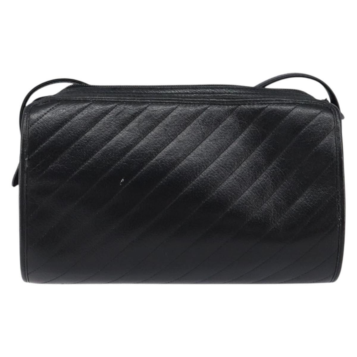 Christian Dior Shoulder Bag Leather Black Gold Auth SW1767