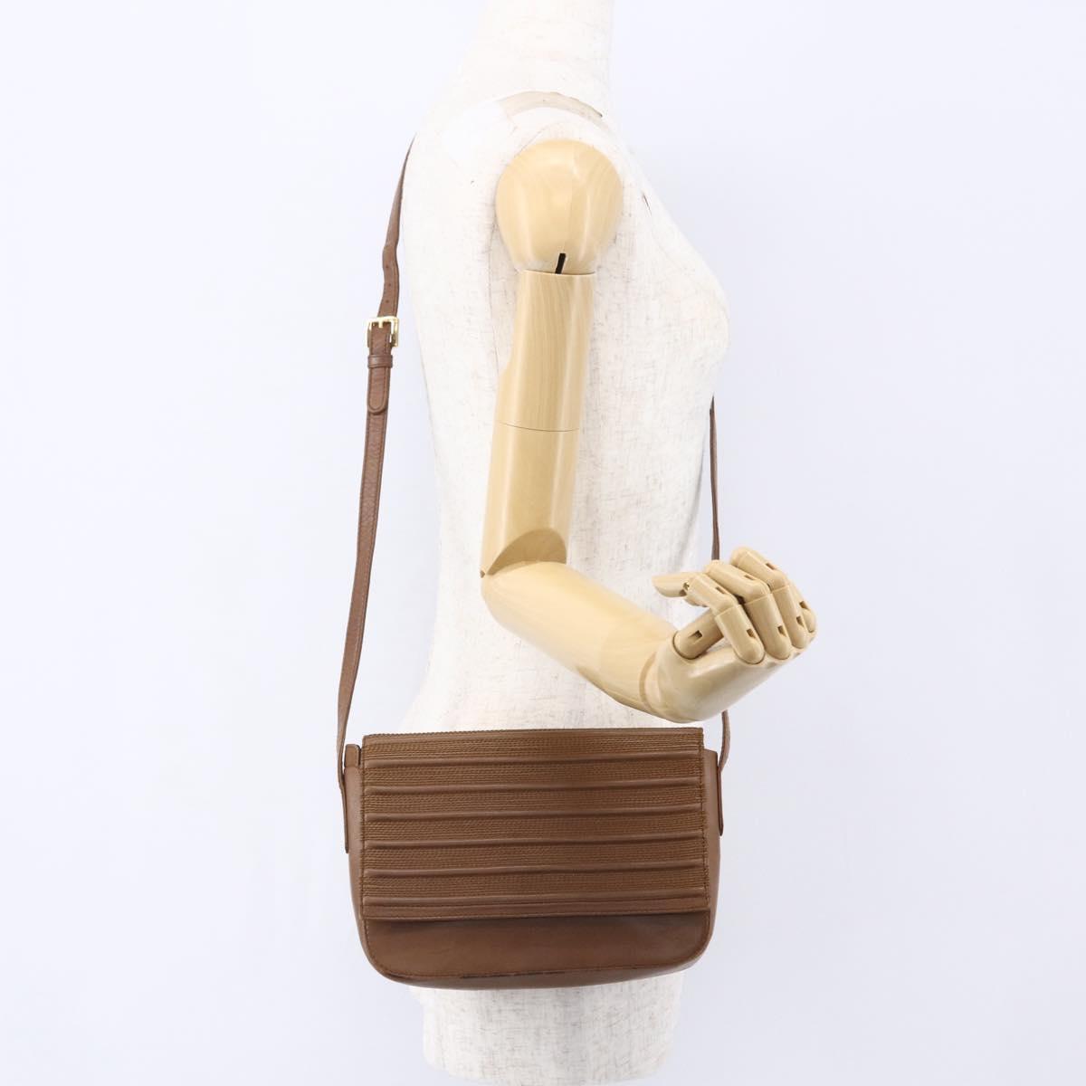 LOEWE Shoulder Bag Leather Gold Brown Auth SW1768