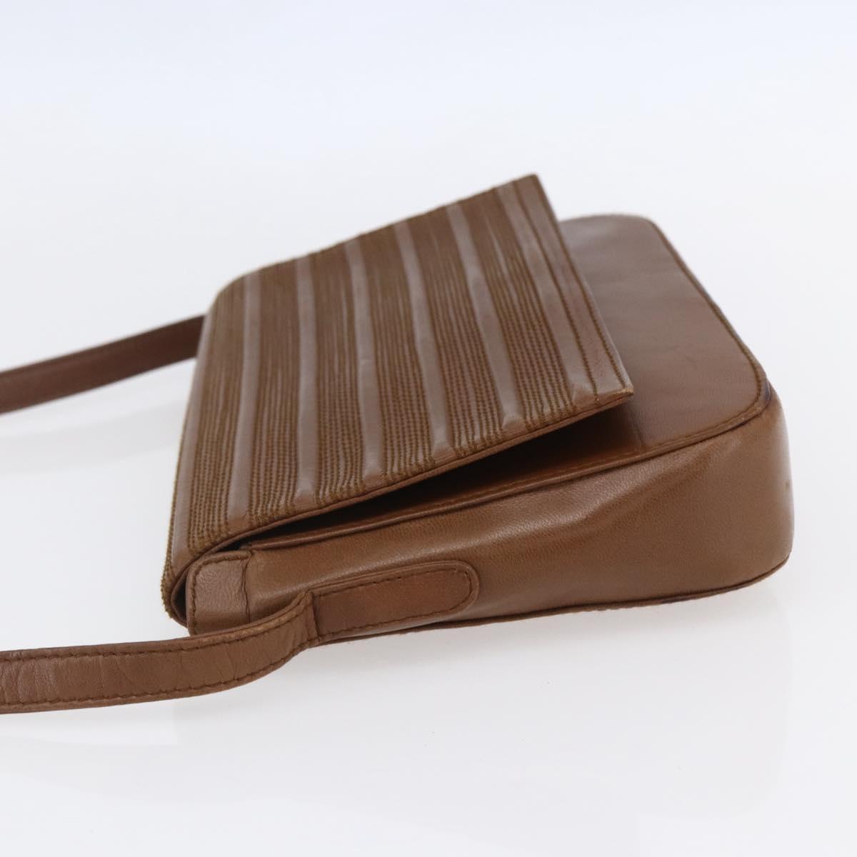 LOEWE Shoulder Bag Leather Gold Brown Auth SW1768