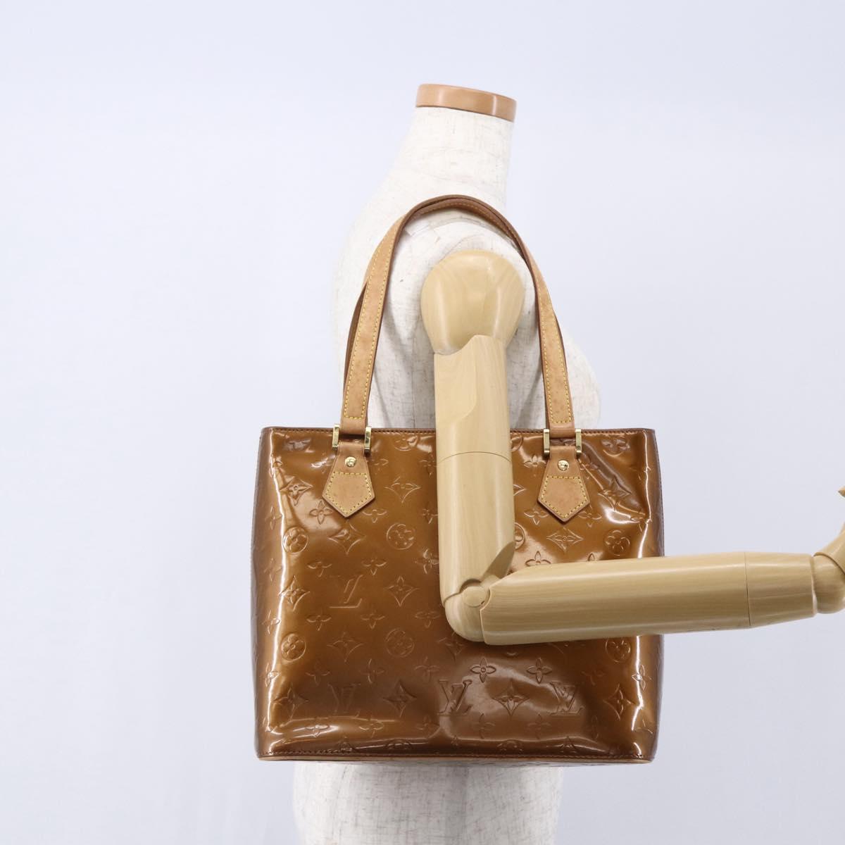 LOUIS VUITTON Monogram Vernis Houston Hand Bag Bronze M91122 LV Auth SW1772