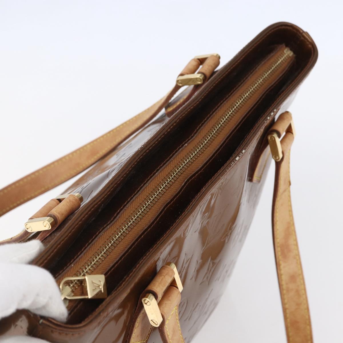 LOUIS VUITTON Monogram Vernis Houston Hand Bag Bronze M91122 LV Auth SW1772